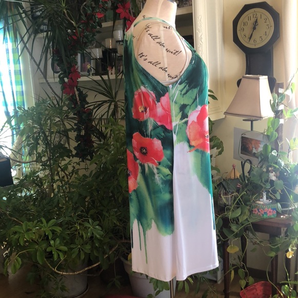 Vibrant Summer Dress, fits like 16/18, Labeled 3X Poliana Plus, Stretchy Knit - Picture 3 of 10